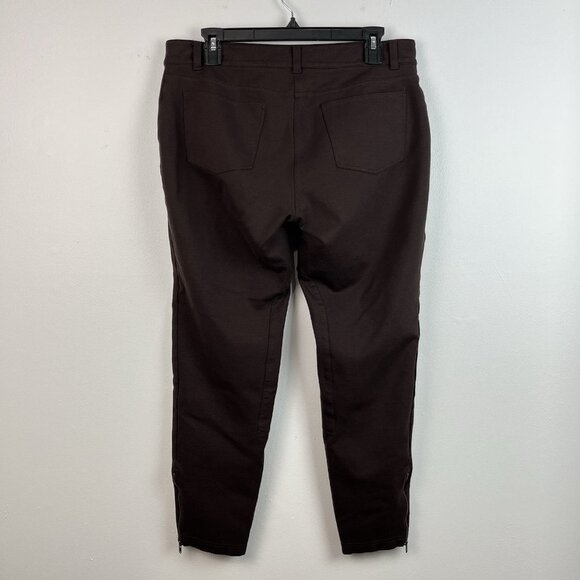 Eileen Fisher Ponte Knit Ankle Zip Riding Style Pants Womens M Brown Equestrian - Picture 4 of 11